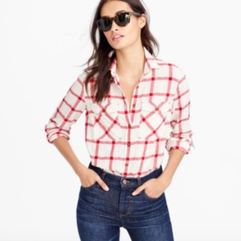 J.Crew Boyfriend shirt in Vintage Red Plaid